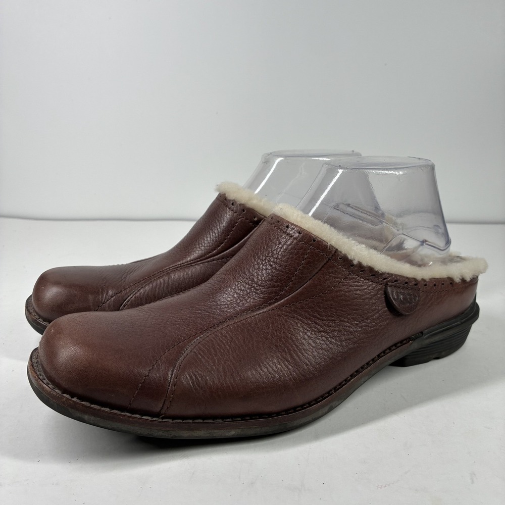 UGG Langford Clogs Women's US 9 Brown Waterproof Leather Fur-Lined Mules 5744